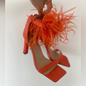 Fun orange square toe heels!